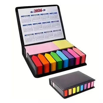 Удобные наклейки с настольным календарем, многоцветные липкие заметки, кожаная упаковочная коробка, канцелярские товары для студентов, школы