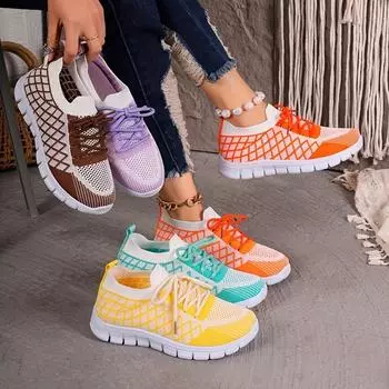 Удобные низкие тканевые кроссовки — дышащие, легкие, на шнуровке, подошва из полиуретана, повседневные кроссовки для женщин — идеально подходят для всесезонного использования 36 фиолетовый