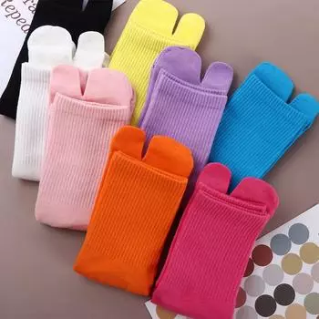 Удобные носки Lovers Cotton Men Split Toe Two Fingers Hosiery Long Tube Socks Jacquard Split зелёный