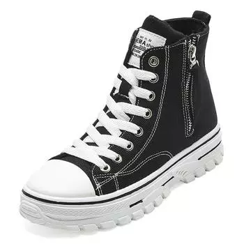 Удобные осенние вулканизированные женские повседневные парусиновые туфли на платформе, высокие белые, черные кроссовки на платформе, женские теннисные туфли 40 белый