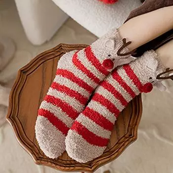 Удобные рождественские носки, милые носки унисекс с мультяшным дизайном, мягкие дышащие утолщенные праздничные подарочные носки