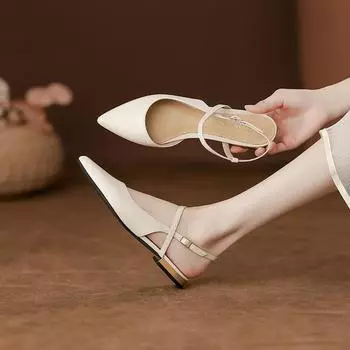 Удобные сандалии на плоской подошве во французском стиле, не утомляющие ноги, модная женская обувь с открытой пяткой и закрытым носком 35 белый