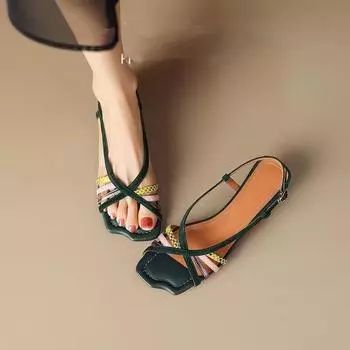 Удобные сандалии в стиле ретро для женщин 2025 года, летние, простые, квадратные, новые, сказочные, модные, полые, супер сказочные, высокие каблуки 35 королевский синий