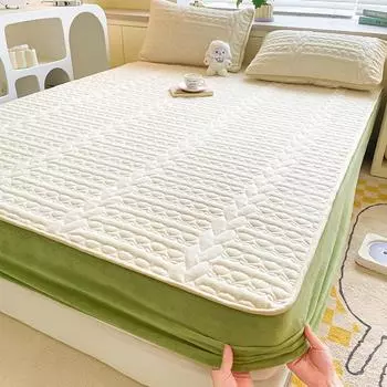 Удобные стеганые простыни из утолщенного молочного бархата, однотонный матрас с двойной щеткой, приятное для кожи и теплое покрывало Simmons 150*200cm