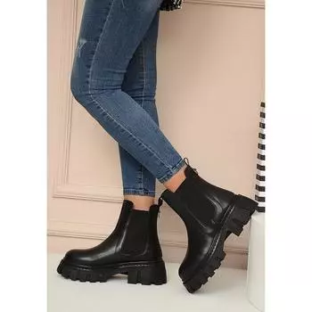 Удобные стильные женские эластичные сапоги на толстой подошве 50-89-22
