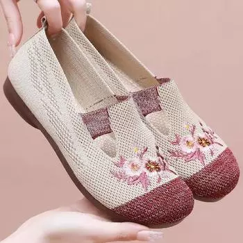 Удобные трикотажные туфли на плоской подошве для женщин, босиком, кроссовки без застежек, мокасины для вождения для мам, женские дышащие туфли для путешествий, сверхлегкие туфли на плоской подошве CN 35