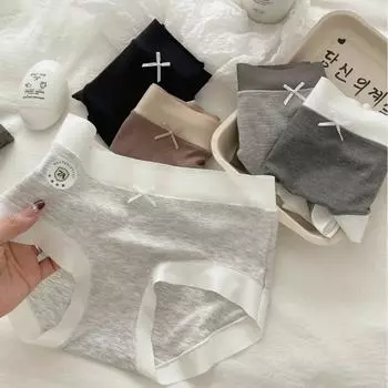 Удобные трусы-трусы из лайкры класса А, хлопка, антибактериальное нижнее белье 7А со средней посадкой из чистого хлопка с бесшовным шаговым швом, женские треугольные трусы One Size темно-серого
