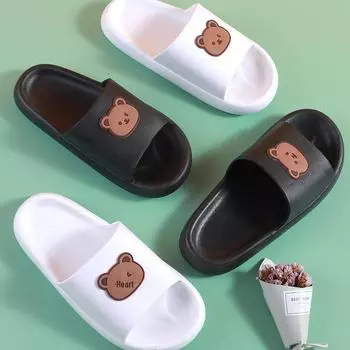 Удобные уличные тапочки на толстой подошве в мультяшном стиле для женщин и мужчин, идеально подходят для лета и дома. bear, 40-41 белый