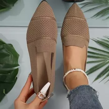Удобные женские балетки, мягкие, легкие, нескользящие туфли с острым носком и дышащие, женские повседневные туфли 36 хаки
