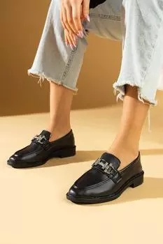 Удобные женские лоферы с каменной пряжкой 024-787-24