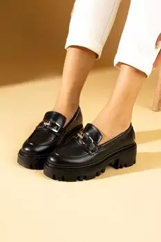Удобные женские лоферы с пряжкой на высокой подошве 57-721-23Объем