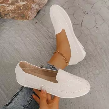 Удобные женские мокасины повседневная обувь женская легкая дышащая модная обувь на плоской подошве удобная обувь для отдыха и прогулок 36 бежевый