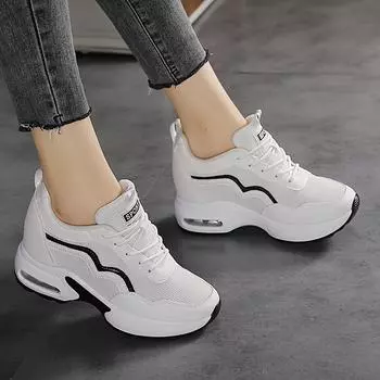 Удобные женские низкие кроссовки с геометрической цветовой блокировкой | Дышащая сетка, Амортизация и поглощение ударов, Повседневная обувь на шнуровке 35 белый