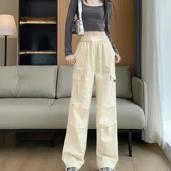 Удобные женские рабочие брюки свободного кроя с кулиской и эластичными манжетами M