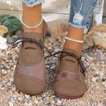 Удобные женские туфли на плоской подошве с круглым носком и отделкой из веревки, однотонные, повседневные, дышащие и не скользящие 36