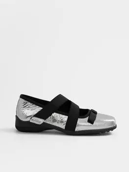 Удобные женские туфли на плоской подошве с эластичными ремешками, повседневная обувь без застежек 35 серебряный