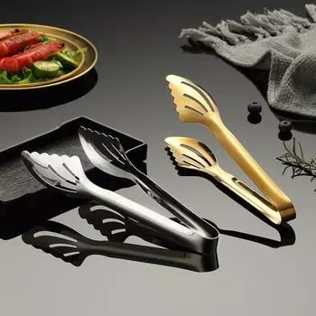 Удобный, безопасный, широкого применения, мягкая ручка, противоожоговая зажим для стейка из нержавеющей стали для домашнего зажима для еды Small code серебряный