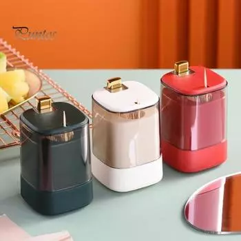 Удобный большой открывающийся 3-цветный диспенсер для зубочисток Home Creative Автоматический выдвижной ящик для зубочисток Бытовые принадлежности бежевый