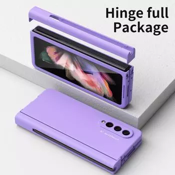 Удобный чехол со стеклянной пленкой для экрана для Samsung Galaxy Z Fold 4 Fold4 Fold3 Fold 3 2 Fold2 S со слотом для ручки Zfold4 for Samsung Z Fold 4 чистый
