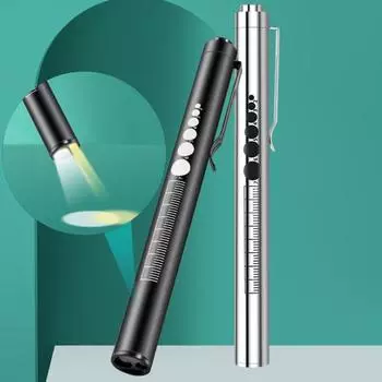 Удобный фонарик-ручка с USB-зарядкой, мини-клипса, карманный светильник для оказания первой помощи, инспекционный светильник из нержавеющей стали для использования врачом и медсестрой, светодиодный фонарик-ручка с надписью серебряный