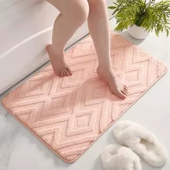 Удобный хлопковый бархатный утолщенный нескользящий коврик для ванной комнаты, однотонный бытовой дверной коврик, впитывающий быстросохнущий коврик для ног в ванной комнате 40*60cm