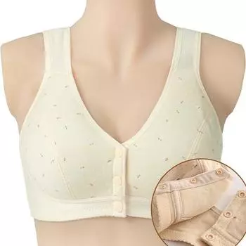 Удобный и простой мягкий хлопок без стальных колец и передних пуговиц. Бюстгальтер с принтом без стальных колец. Нижнее белье на передних пуговицах в стиле жилета. 36/80