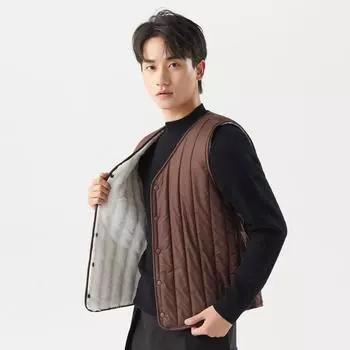 Удобный и стильный, сохраняющий тепло мужской жилет из овечьей шерсти и хлопка, нижняя майка, утепленная и подбитая, для молодых студентов, теплая подкладка 2166 M