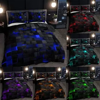 Удобный комплект из супермягкой матовой микрофибры с периферийным принтом, оснащенный застежкой-молнией и двумя наволочками One Size синий