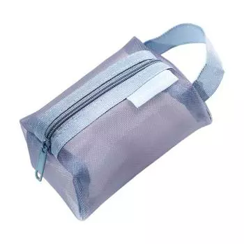 Удобный кошелек для монет на молнии, нейлоновая сетчатая сумка для хранения, многофункциональная сумка-органайзер для дома, путешествий синий