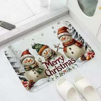 Удобный коврик для входной двери в виде рождественского снеговика. Подходит для дома, кухни, ванной комнаты - многофункциональный входной коврик, милый мультяшный дизайн. 400MMx600MM