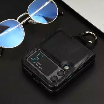 Удобный кожаный чехол с антибликовым покрытием для Samsung Galaxy Z Flip 5 4 5G Flip5 Flip4 Flip3 Flip 3 Ring Phone Accessories Cover for samsung Z Flip 5