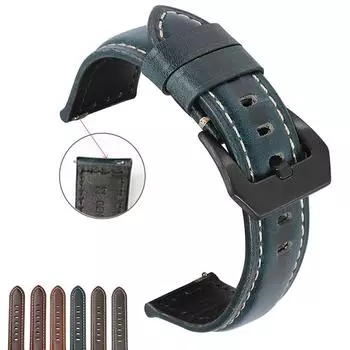 Удобный кожаный ремешок для часов 18-26 мм, масляный воск из коровьей кожи, быстросъемный коричневый браслет, аксессуары 18mm шоколадный