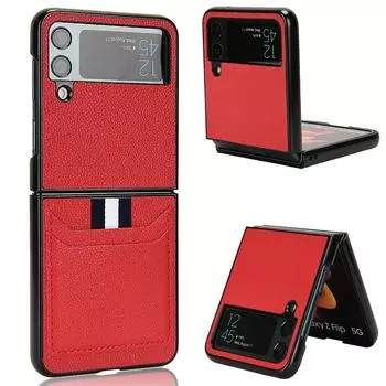 Удобный кожаный складной чехол для Samsung Galaxy Z Flip4 5g Flip 4 Flip3 Flip 3 Zflip4, защитные чехлы без отпечатков пальцев for Samsung Z Flip 4 чёрный
