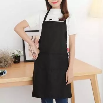 Удобный кухонный фартук с регулируемой пряжкой, полиэстер, хлопок, легко чистящийся кухонный фартук для выпечки чёрный