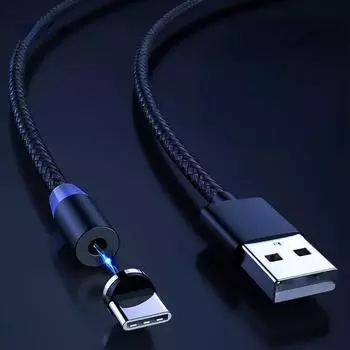 Удобный магнитный светодиодный зарядный кабель длиной 1 м 2 м для iPhone — быстрый и прочный кабель Micro USB C 1M Cable+Micro USB Plug чёрный