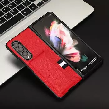 Удобный модный кожаный чехол с отделением для карт для Samsung Galaxy Z Fold 4 5g Fold3 Fold 2 3 Fold4 Fold2 противоударный матовый чехол for Samsung Z Fold 4 красный