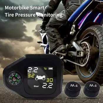 Удобный мотоциклетный TPMS, устойчивый к высоким температурам, безопасный ЖК-экран чёрный