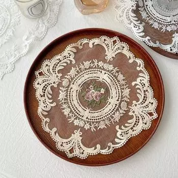 Удобный на ощупь, легкий, превосходный, привлекательный, кружевной, красивый коврик для украшения чашки, подставка для чашки 3