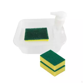 Удобный набор дозаторов мыла с подставкой для чистящей щетки для использования дома и на кухне красный