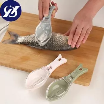 Удобный очиститель для удаления рыбной чешуи, очиститель для рыбной чешуи, скребок в форме рыбы с контейнером для хранения для домашней кухни белый