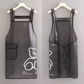 Удобный полупрозрачный маслостойкий фартук из ТПУ со шнуровкой на спине для кухонного фартука чёрный