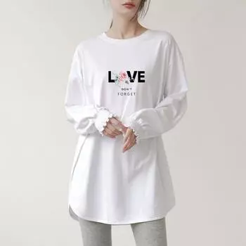 Удобный повседневный топ с длинными рукавами свободного кроя из хлопкового материала для женщин M