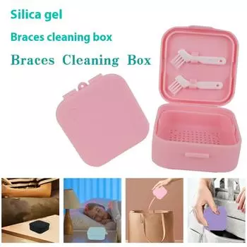 Удобный ящик для хранения невидимых выпрямителей зубов. Легкий и портативный силиконовый держатель для организованного хранения. чёрный