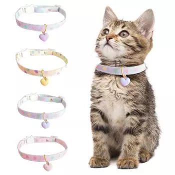 Удобный регулируемый шарф с пряжкой для маленькой кошки, ожерелье с собакой и подвеской в виде сердца на каждый день M фиолетовый