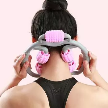 Удобный ролик для мышц ног, долговечное фитнес-устройство, 5 колес серый/розовый