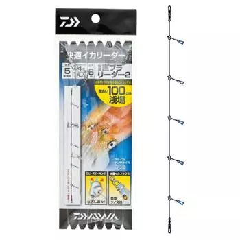 Удобный шок-лидер Daiwa Shock Leader, прямой, Blaka, 2 из 5 рожков, флюорокарбон, расстояние 100 см, мелкая зона, 4 прозрачных, №