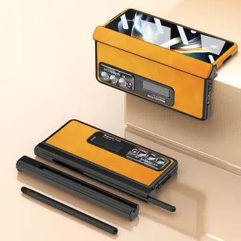 Чехол-книжка с отделением для S Pen, удобный складной чехол для Samsung Galaxy Z Fold 4 Fold4 Fold3 Fold 3 Zfold4, защитная пленка из закаленного стекла for Samsung Z Fold 4 чёрный