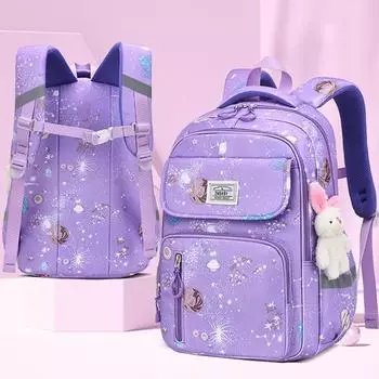 Удобный студенческий рюкзак, износостойкий многоцелевой модный школьный рюкзак большой емкости L фиолетовый