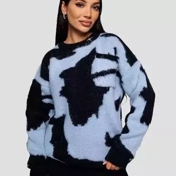 Удобный универсальный модный свитер большого размера с круглым вырезом, женский осенне-зимний свободный трендовый трикотаж one size fits all чёрный