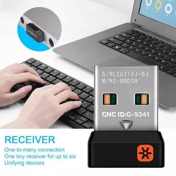 Удобный USB-приемник Logitech, безопасное устройство Connect 6 без драйверов чёрный
